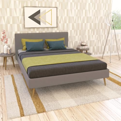 WEBER INDUSTRIES Bett Fjord, 140 x 190 cm, Stoff + 1 Lattenrost + 1 Matratze Carlton/Hellgrau von WEBER INDUSTRIES