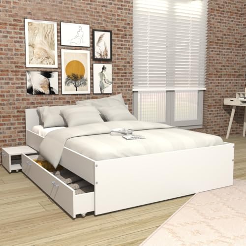 WEBER INDUSTRIES Bett Twist 140 x 190 cm + 1 Nachttisch + 1 Schublade/Weiß WEBER INDUSTRIES Bett Twist 140 x 190 cm + 1 Nachttisch + 1 Schublade/Weiß von WEBER INDUSTRIES