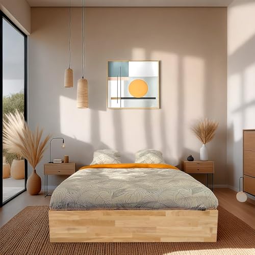 WEBER INDUSTRIES Bett mit Bettkasten, 180 x 200 cm, Ben + Lattenrost/Eiche massiv, geölt von WEBER INDUSTRIES