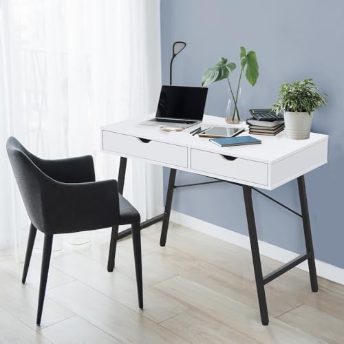 WEBER INDUSTRIES Boston Schreibtisch 100 x 48 cm / weiß und Metall schwarz von WEBER INDUSTRIES