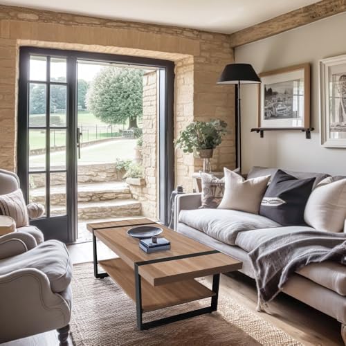 WEBER INDUSTRIES Couchtisch Sintra 120 x 60 cm / Dekor Eiche gebleicht und Metall schwarz von WEBER INDUSTRIES