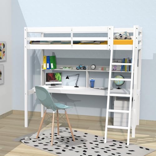 WEBER INDUSTRIES Hochbett Studio 90 x 190 cm + 1 Lattenrost + Box 3 Schubladen + Schreibtisch + Regal/Weiß WEBER INDUSTRIES Hochbett Studio 90 x 190 cm + 1 Lattenrost + Box 3 Schubladen + Schreibtisch + Regal/Weiß von WEBER INDUSTRIES