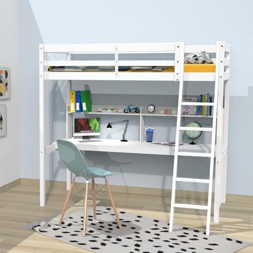 WEBER INDUSTRIES Hochbett Studio 90 x 190 cm + 1 Lattenrost + Schreibtisch + Regal/Weiß WEBER INDUSTRIES Hochbett Studio 90 x 190 cm + 1 Lattenrost + Schreibtisch + Regal/Weiß von WEBER INDUSTRIES