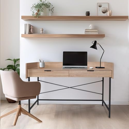 WEBER INDUSTRIES Schreibtisch Campus 123 x 54 cm / Dekor Eiche gebleicht und Metall schwarz von WEBER INDUSTRIES
