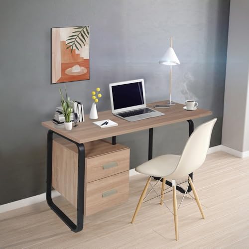 WEBER INDUSTRIES Schreibtisch Pearl 120 x 60 cm / Dekor Eiche gebleicht und Metall schwarz von WEBER INDUSTRIES