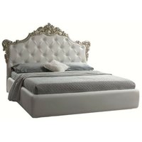 Barockes Doppelbett mit SAVOIA Eco-Leder-Behälter White Silver 194x209x h 140 cm von WEBMARKETPOINT