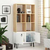 Bücherregal Bene mit Türen aus weißer Eiche von WEBMARKETPOINT