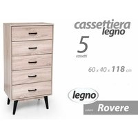Como moderne Kommode mit fünf Schubladen aus Eichenholz cm 60 x 40 x 118 h von WEBMARKETPOINT