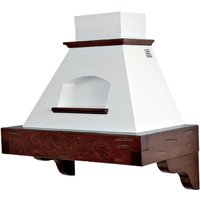 Giada max weiße rustikale Dunstabzugshaube mit Holzrahmen in tabakfarbener Einlage, 120 cm von WEBMARKETPOINT