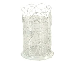 Großer Kerzenhalter aus weißem Metall mit Schmetterlingen cm13x13h20 von IPERBRIKO