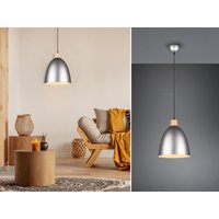 Reality - Pendelleuchte jagger Lampenschirm Metall/Holz Silber Antik, ø 25cm von Reality