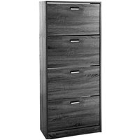 Moderner grauer Schuhschrank mit 4 schmalen Klappen 63 x 24 x 150 cm von WEBMARKETPOINT