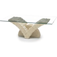 Papillon – Couchtisch (120 x 70 – transparent) aus beigem gehärtetem Glas von WEBMARKETPOINT