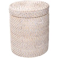 Runde weiße Algarve-Rattanbox cmø20h24 von WEBMARKETPOINT