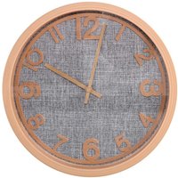 Rundes Uhr aus Holzimitat und grauem Stoff, ø31h4 cm von WEBMARKETPOINT