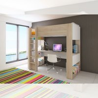 Schlafzimmer 1652 mit Hochbett und Schreibtisch darunter in Weiß und Eiche Schlafzimmer 1652 mit Hochbett und Schreibtisch darunter in Weiß und Eiche von WEBMARKETPOINT