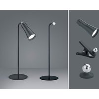 3 in 1 led Akku Tischleuchte maxi mit Klemm- & Klebestation, Schwarz h: 36cm von WEBMARKETPOINT