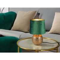 Tischleuchte SOPHIA Grün/Gold Keramikfuß Samtschirm, Höhe 26cm von DEFIBRICO
