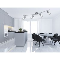 Reality - led Deckenstrahler visto 4-flammig Silber & Glas Alabaster, Breite 90cm von Reality