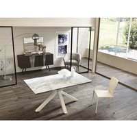 Ausziehbarer Tisch, weiß-keramik weißer Marmor 90 cm x 160-240 cm H. 76 cm von IPERBRIKO