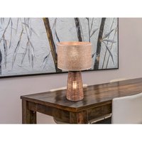 Reality Leuchten - Tischleuchte straw Rattanfuß & Drahtgeflecht Lampenschirm Braun, 40cm von REALITY LEUCHTEN