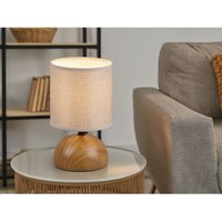 Kleine Tischleuchte LUCI mit Keramikfuß Holzoptik & Stoffschirm, Höhe 23cm Kleine Tischleuchte LUCI mit Keramikfuß Holzoptik & Stoffschirm, Höhe 23cm von WEBMARKETPOINT
