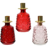 Transparentes Glas Teelichthalter mit reliefartigem Blattspray in 3 verschiedenen Farben h 13 x ø 7,5 cm Transparentes Glas Teelichthalter mit reliefartigem Blattspray in 3 verschiedenen Farben h 13 x ø 7,5 cm von WEBMARKETPOINT