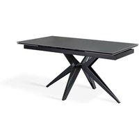 Ausziehbarer Vintage-Grauer Tisch - Mattschwarzes Metallgestell 90 cm x 160-240 cm h. 76 cm von WEBMARKETPOINT