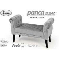 Webmarketpoint - Bank aus perlgrauem Samt mit Holzbeinen von WEBMARKETPOINT