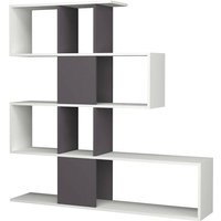 Webmarketpoint - Bücherregal 4 Ebenen 9 Fächer weißgrau 145x29xh.145 cm von WEBMARKETPOINT