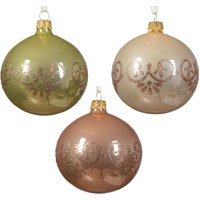 Webmarketpoint - Kleiner transparenter emaillierter Weihnachtskugel mit dreifarbiger Spitzenkante, sortierte Farben ø 8cm von WEBMARKETPOINT