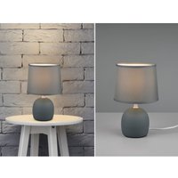 Defibrico - Kleine Tischlampe malu mit Keramikfuß & Stoffschirm Blau Grau, Höhe 26cm von DEFIBRICO