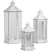 Sechseckige Laterne aus weißem Metall 1-3 cm34x28h69 von WEBMARKETPOINT