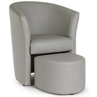 Sessel mit hellgrauem Hocker aus Kunstleder im Designstil von IPERBRIKO