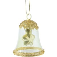 Webmarketpoint - Transparente Glaskugel mit goldenem Glitzer und Perlen 6,2 x 6,2 x 7,5 cm Webmarketpoint - Transparente Glaskugel mit goldenem Glitzer und Perlen 6,2 x 6,2 x 7,5 cm von WEBMARKETPOINT