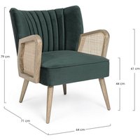 Webmarketpoint - Virna Vintage Holzsessel aus grünem Samt von WEBMARKETPOINT