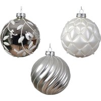 Webmarketpoint - Weihnachtskugel aus glänzend-mattiertem Glas mit Schachbrettmuster und Blatt 3er Set weiß/silber ø 10cm Webmarketpoint - Weihnachtskugel aus glänzend-mattiertem Glas mit Schachbrettmuster und Blatt 3er Set weiß/silber ø 10cm von WEBMARKETPOINT