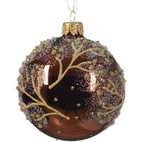 Webmarketpoint - Weihnachtskugel aus glänzendem Glas mit verschneiten Bäumen in Kaffeebraun ø 8cm von WEBMARKETPOINT