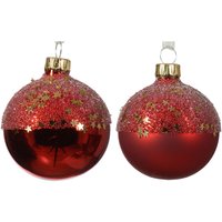 Webmarketpoint - Weihnachtskugel aus mattem Glas mit glänzender Sterntopf in 2 Farben, rot, ø 6cm von WEBMARKETPOINT