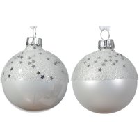 Webmarketpoint - Weihnachtskugel aus mattem emailliertem Glas mit Stern oben, 2 verschiedene Farben, winterliches Weiß, ø 6cm Webmarketpoint - Weihnachtskugel aus mattem emailliertem Glas mit Stern oben, 2 verschiedene Farben, winterliches Weiß, ø 6cm von WEBMARKETPOINT