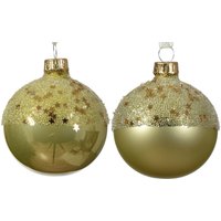 Webmarketpoint - Weihnachtskugel aus mattem emailliertem Glas mit Stern oben 2 verschiedene Farben Pistazie ø 6cm von WEBMARKETPOINT