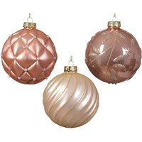 Webmarketpoint - Weihnachtskugel aus mattiertem Glas mit Schachbrettmuster und gemischten Blättern, perlmuttfarben, ø 10cm Webmarketpoint - Weihnachtskugel aus mattiertem Glas mit Schachbrettmuster und gemischten Blättern, perlmuttfarben, ø 10cm von WEBMARKETPOINT