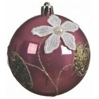 Weihnachtsglaskugel mit rosa Samtspitze 8 cm von WEBMARKETPOINT