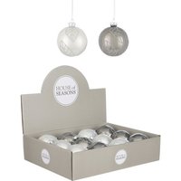 Weihnachtskugel im Glas Weiß Grau sortiert 8 cm Stk 1 von WEBMARKETPOINT