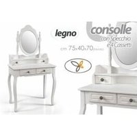 Weiße Schlafzimmerkonsole mit Spiegel und vier Schubladen von WEBMARKETPOINT