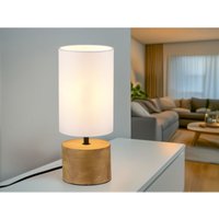 Tischleuchte woody Holzfuß mit Stoffschirm in Weiß, Höhe 30cm von WEBMARKETPOINT