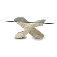 Xenon – Couchtisch (120 x 70 – transparent) aus beigem gehärtetem Glas von WEBMARKETPOINT