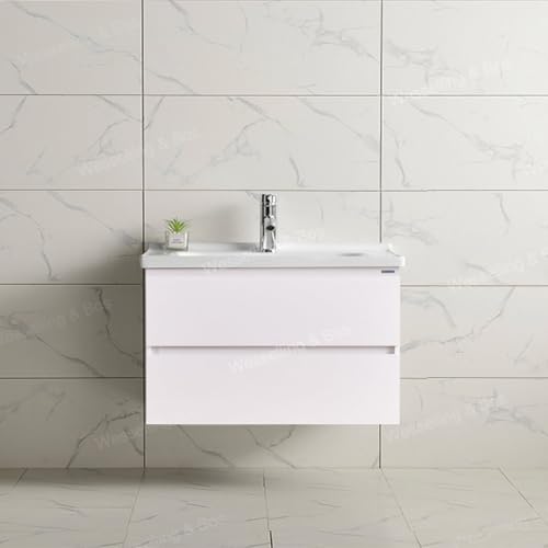 WEBO Badmöbel Set London 80 cm - Weiß - Badmöbel mit weißem Waschbecken, inklusive Armatur und Ablauf von WEBO