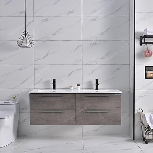 WEBO Badmöbelset London 120 cm - Beton - Badmöbel mit Waschbecken, inklusive 2 Armaturen und Ablauf von WEBO