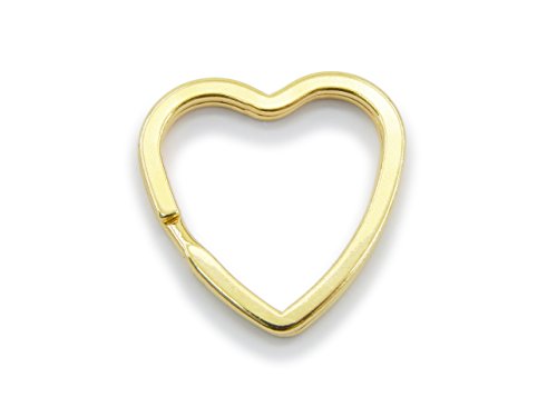 WEBandBUY 5 Schlüsselringe/Split Rings in Herzform 31mm Breite Farbe Gold von WEBandBUY